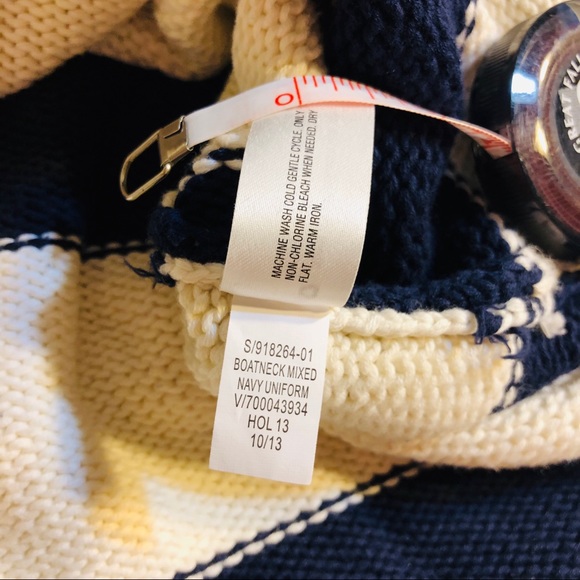 Gap chunky sweater XL navy blue white striped - Picture 5 of 6